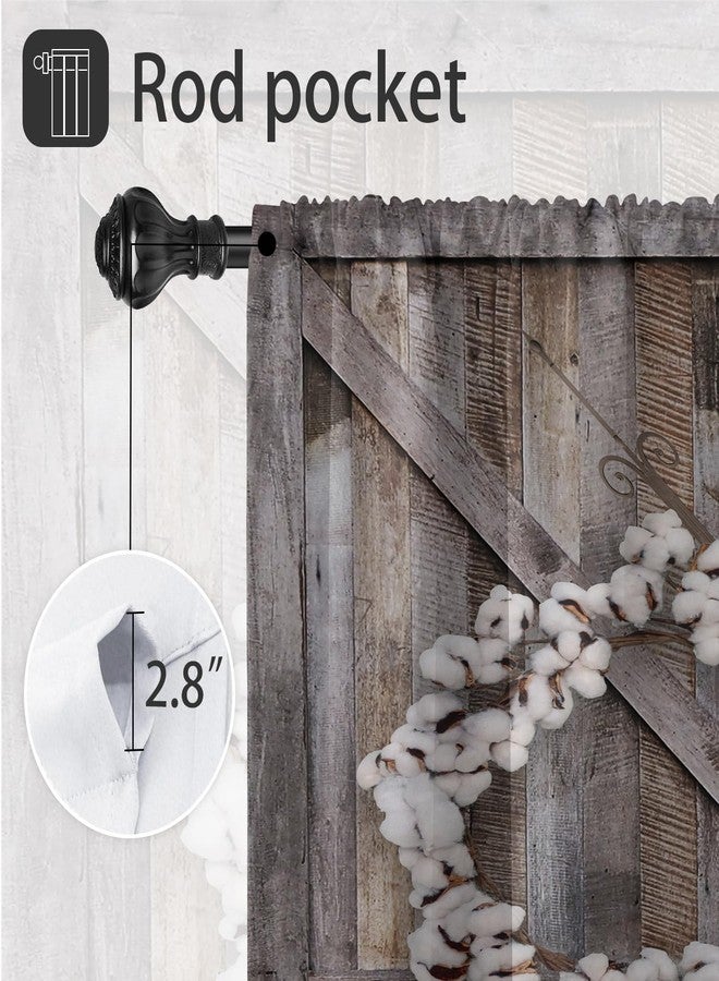 Coxila Farmhouse Kitchen Window Curtains 27.5 x 39 Inch Small Short Mini Cafe Rod Pocket Rustic Wooden Barn Door Western for Living Bedroom Room Home Treatment Set of 2 Curtain Panels Drapes Tiers - Image 3